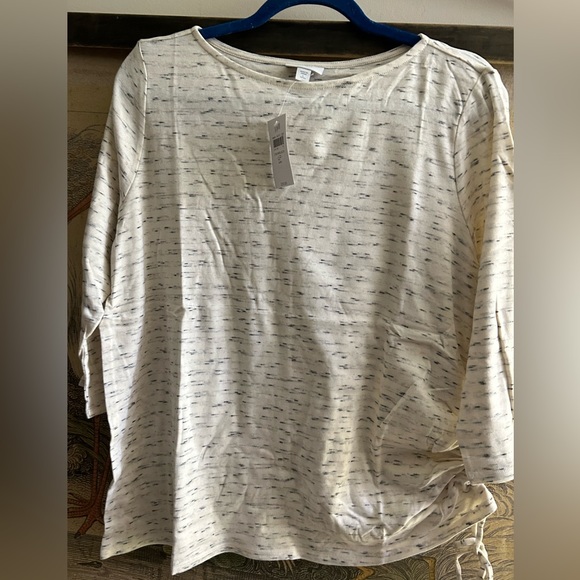 New J Jill Pure Jill Cotton Blend Neutral Top SZ Large Petite or Regular Large - Picture 2 of 11